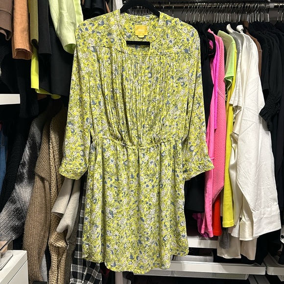 Maeve Anthropologie Galen Ray Of Sunshine Yellow Floral Dress - Picture 3 of 7